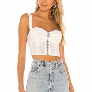 superdown White Eyelet Bustier Crop Top